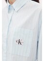 CALVIN KLEIN Риза Woven Label Cropped Ls Shirt J20J222614 0BB blue white stripe