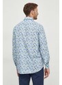 Памучна риза Paul&Shark мъжка в синьо със стандартна кройка с италианска яка 24413011CF