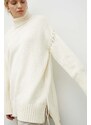 Пуловер Gestuz дамски в бежово от топла материя с поло 10908740
