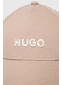 Памучна шапка с козирка HUGO в сиво с апликация 50496033