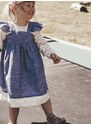 Детска памучна рокля That's mine Canza в синьо къса разкроена