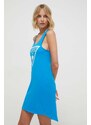 Памучна рокля Guess в синьо къса със стандартна кройка E3GP03 JA914