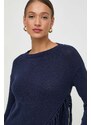 Памучен пуловер Marella в тъмносиньо от лека материя 2413941044200