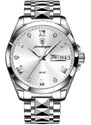 Мъжки часовник Poedagar CS1405, неръждаема стомана, сребрист, бял циферблат