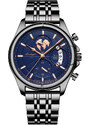 Мъжки часовник Poedagar CS1459, неръждаема стомана, черен, син циферблат