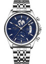 Мъжки часовник Poedagar CS1456, неръждаема стомана, сребърен, син циферблат