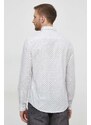 Риза Armani Exchange мъжка в бяло с кройка по тялото яка копче 3DZC25 ZNEAZ