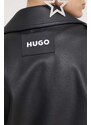 Рокерско яке HUGO в черно преходен модел с уголемена кройка 50510557