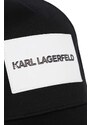 Детска памучна шапка с козирка Karl Lagerfeld в черно с апликация