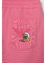 Детски памучен спортен панталон Emporio Armani x The Smurfs в розово с изчистен дизайн