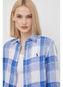 Ленена риза Polo Ralph Lauren в синьо със свободна кройка с класическа яка 211920926