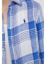 Ленена риза Polo Ralph Lauren в синьо със свободна кройка с класическа яка 211920926