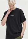 Памучна тениска Volcom в черно с апликация