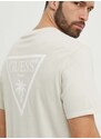 Памучна плажна тениска Guess в бежово с десен F4GI09 KA260
