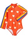 Детски цял бански Mini Rodini Hearts в оранжево 0