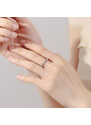 DELIS Регулируем сребърен пръстен, JW888, дизайн на сърце с бели цирконии, родиево покритие