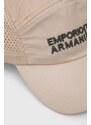 Детска шапка с козирка Emporio Armani в бежово с апликация