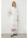 Памучна рокля Herskind Meyer в бяло среднодълга с уголемена кройка 5179129