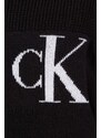 Детски памучен пуловер Calvin Klein Jeans в черно