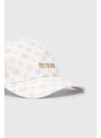 Памучна шапка с козирка Guess PEONY в бяло с десен V4GZ01 WFKN0