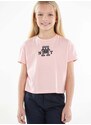 Детска памучна тениска Tommy Hilfiger в розово