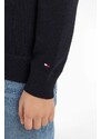 Детски памучен пуловер Tommy Hilfiger в тъмносиньо от лека материя