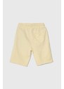 Детски памучен къс панталон Guess в жълто с регулируема талия