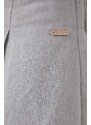 Ленен къс панталон Armani Exchange в сиво с изчистен дизайн висока талия 3DYS12 YN1RZ