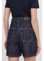 Дънков къс панталон Tommy Hilfiger в тъмносиньо с изчистен дизайн висока талия WW0WW41325