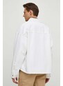 Дънково яке Calvin Klein Jeans в бяло преходен модел с уголемена кройка J30J324869