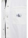 Дънково яке Calvin Klein Jeans в бяло преходен модел с уголемена кройка J30J324869