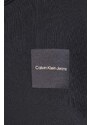Памучен суичър Calvin Klein Jeans в черно с качулка принт J20J223087