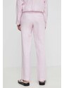 Ленен панталон Samsoe Samsoe HOYS в розово със стандартна кройка, със стандартна талия F23900002