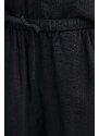 Ленен къс панталон Tommy Hilfiger в черно с изчистен дизайн висока талия WW0WW41376