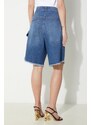 Дънков къс панталон JW Anderson Twisted Workwear Shorts в синьо с изчистен дизайн с висока талия DT0090.PG1164.831