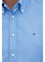 Риза Tommy Hilfiger мъжка в синьо със стандартна кройка с яка с копче MW0MW29969