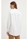 Риза с лен BOSS в бяло със свободна кройка с класическа яка 50514716