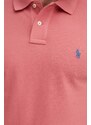Памучна тениска с яка Polo Ralph Lauren в розово с изчистен дизайн 710536856