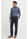 Памучна риза Polo Ralph Lauren мъжка в тъмносиньо със стандартна кройка с яка с копче 710935985