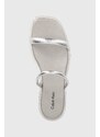 Кожени чехли Calvin Klein FLAT SLIDE MET в сребристо HW0HW02128