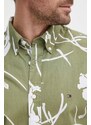 Памучна риза Tommy Hilfiger мъжка в зелено със стандартна кройка с яка с копче MW0MW34587