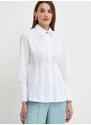 Риза Marella дамска в бяло с кройка по тялото с класическа яка 2413111061200