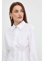 Риза Marella дамска в бяло с кройка по тялото с класическа яка 2413111061200