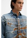 Дънкова риза Y/Project EVERGREEN PARIS' BEST PATCH DENIM SHIRT в синьо със свободна кройка с класическа яка 207SI002