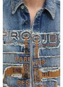 Дънкова риза Y/Project EVERGREEN PARIS' BEST PATCH DENIM SHIRT в синьо със свободна кройка с класическа яка 207SI002