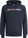 JACK & JONES Суичър 'Marco Bowie' нощно синьо / ярко червено / мръсно бяло