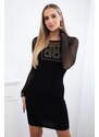 Kesi Knitted dress with tulle sleeves black