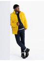 Ombre Men's puffer jacket with check lining - yellow