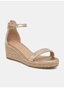 Кожени сандали Tommy Hilfiger TH METALLIC MID WEDGE ESPADRILLE в златисто FW0FW08663