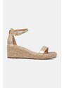 Кожени сандали Tommy Hilfiger TH METALLIC MID WEDGE ESPADRILLE в златисто FW0FW08663